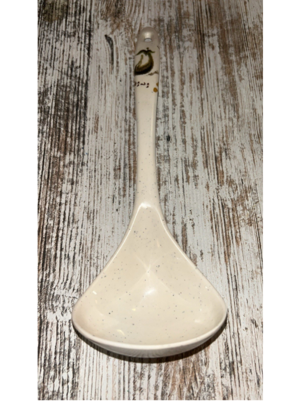 Melamine 10.75" Soup Spoon CHI-YEE Eggplant Ivory # 7009